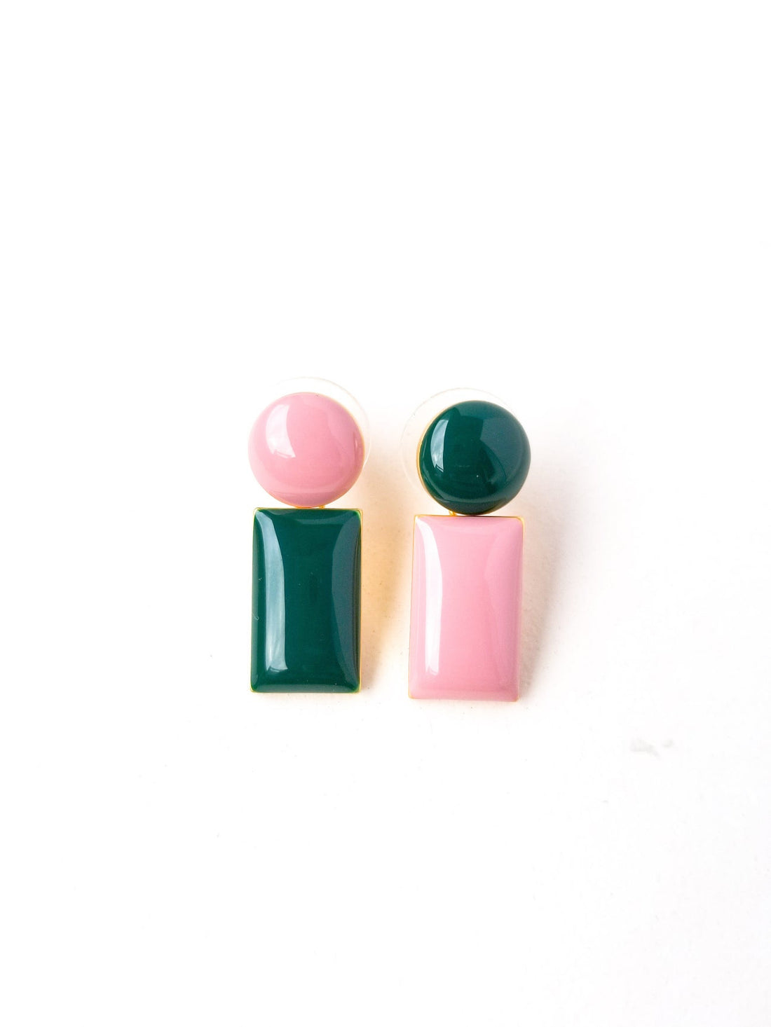 Iris Drop Earrings • Pink / Dark Green