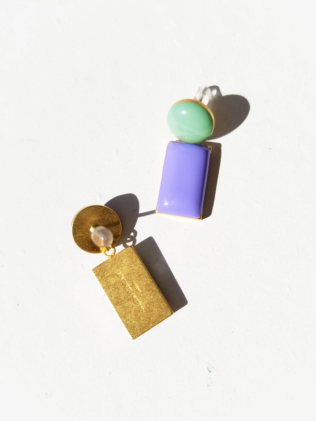 Iris Drop Earrings • Mint / Lilac