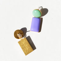 Iris Drop Earrings • Mint / Lilac