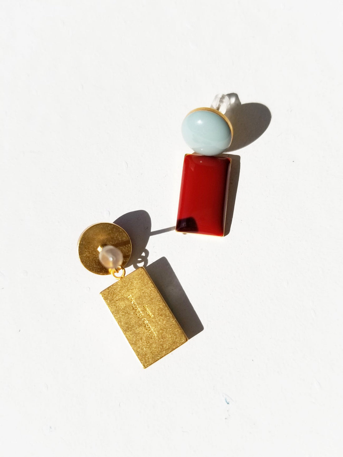 Iris Drop Earrings • Maroon / Pea Green