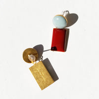 Iris Drop Earrings • Maroon / Pea Green