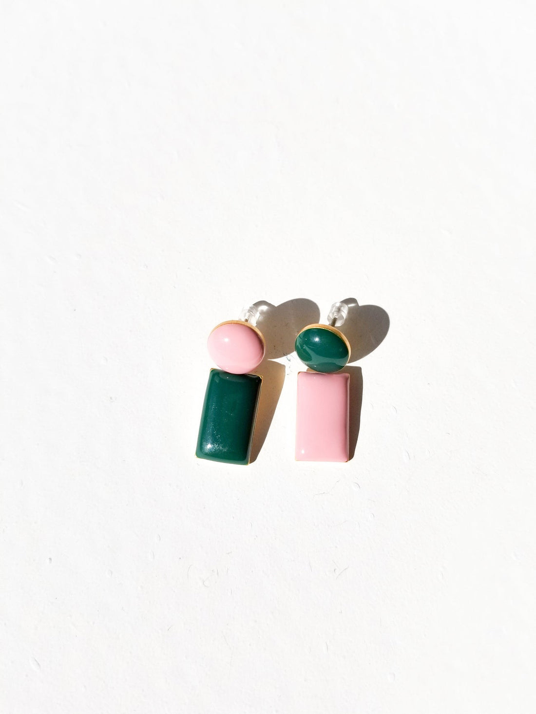 Iris Drop Earrings • Pink / Dark Green