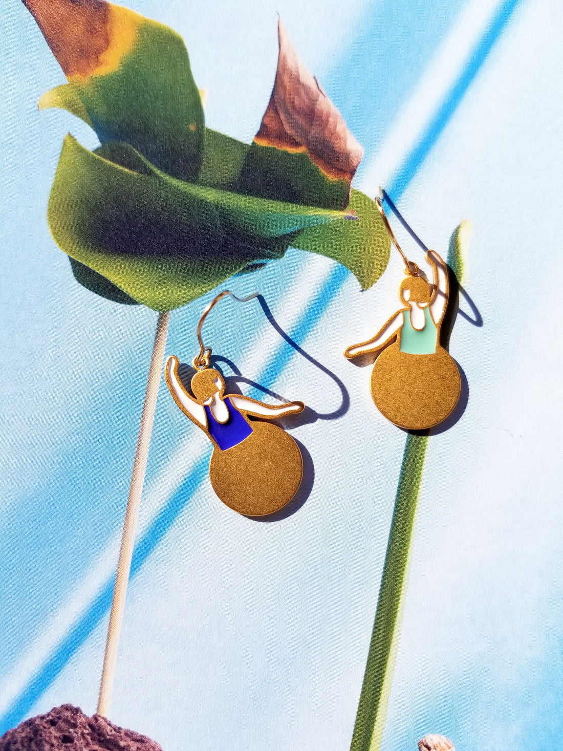 Bauhaus Ballet Earrings • Red & Blue