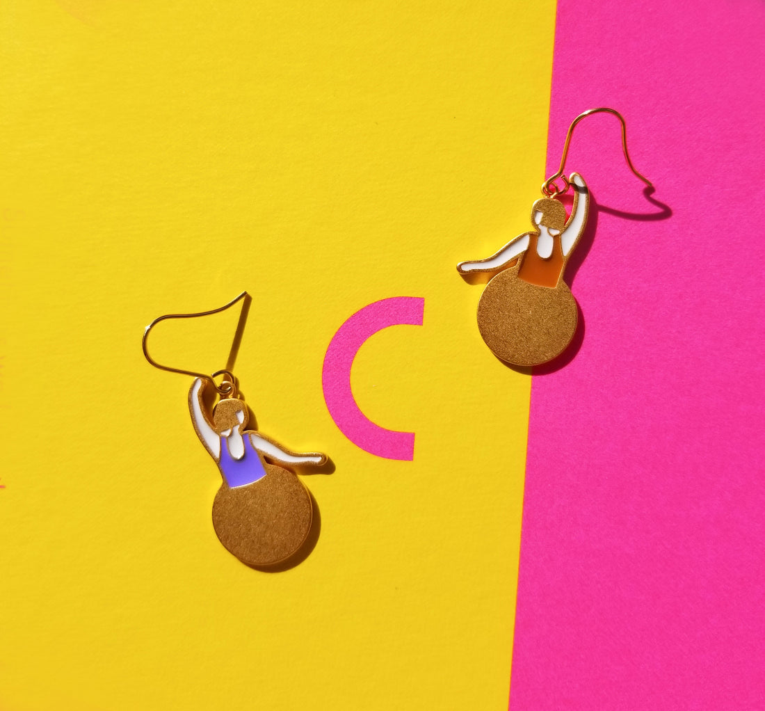 Bauhaus Ballet Earrings • Orange & Brown