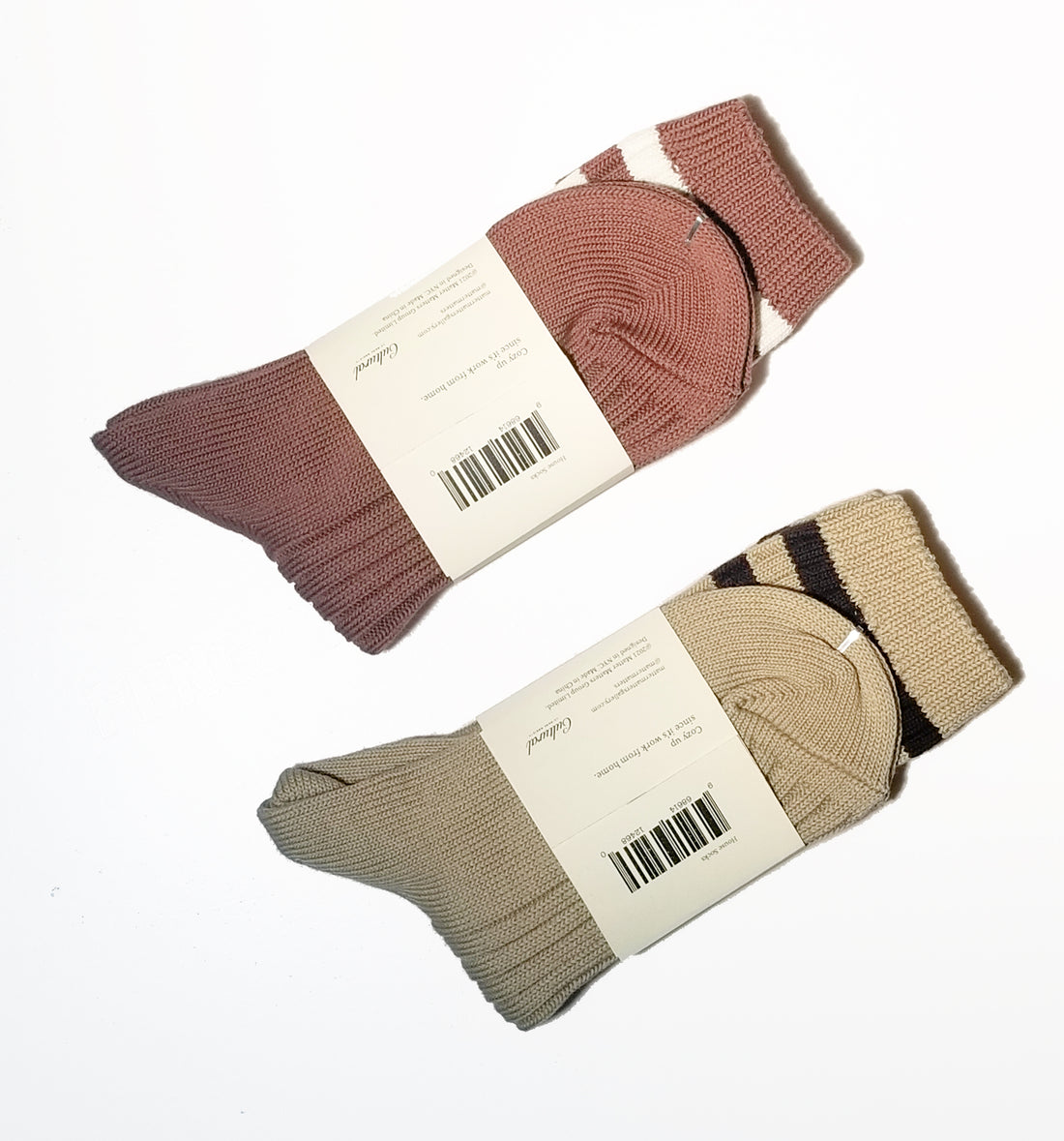 WFH Ribbed-knit Socks • Wheat & Cocoa