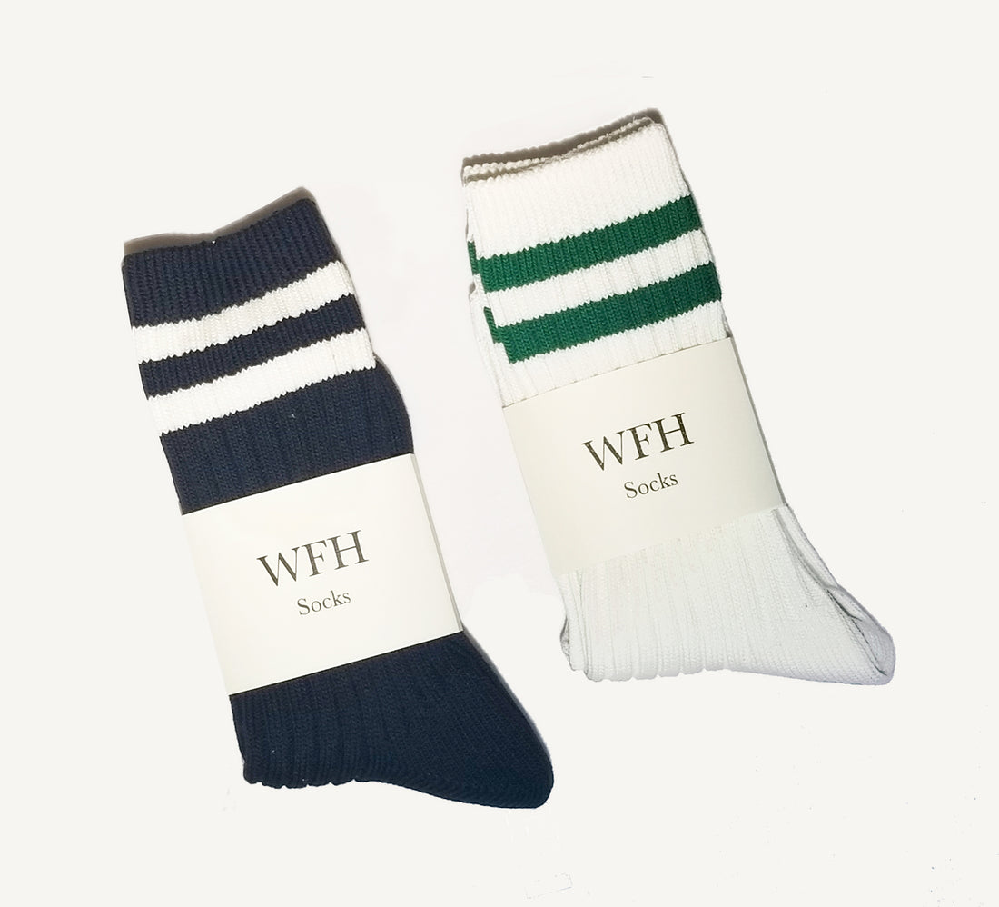 WFH Ribbed-knit Socks • Black & Forest Green