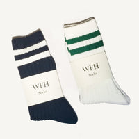 WFH Ribbed-knit Socks • Black & Forest Green