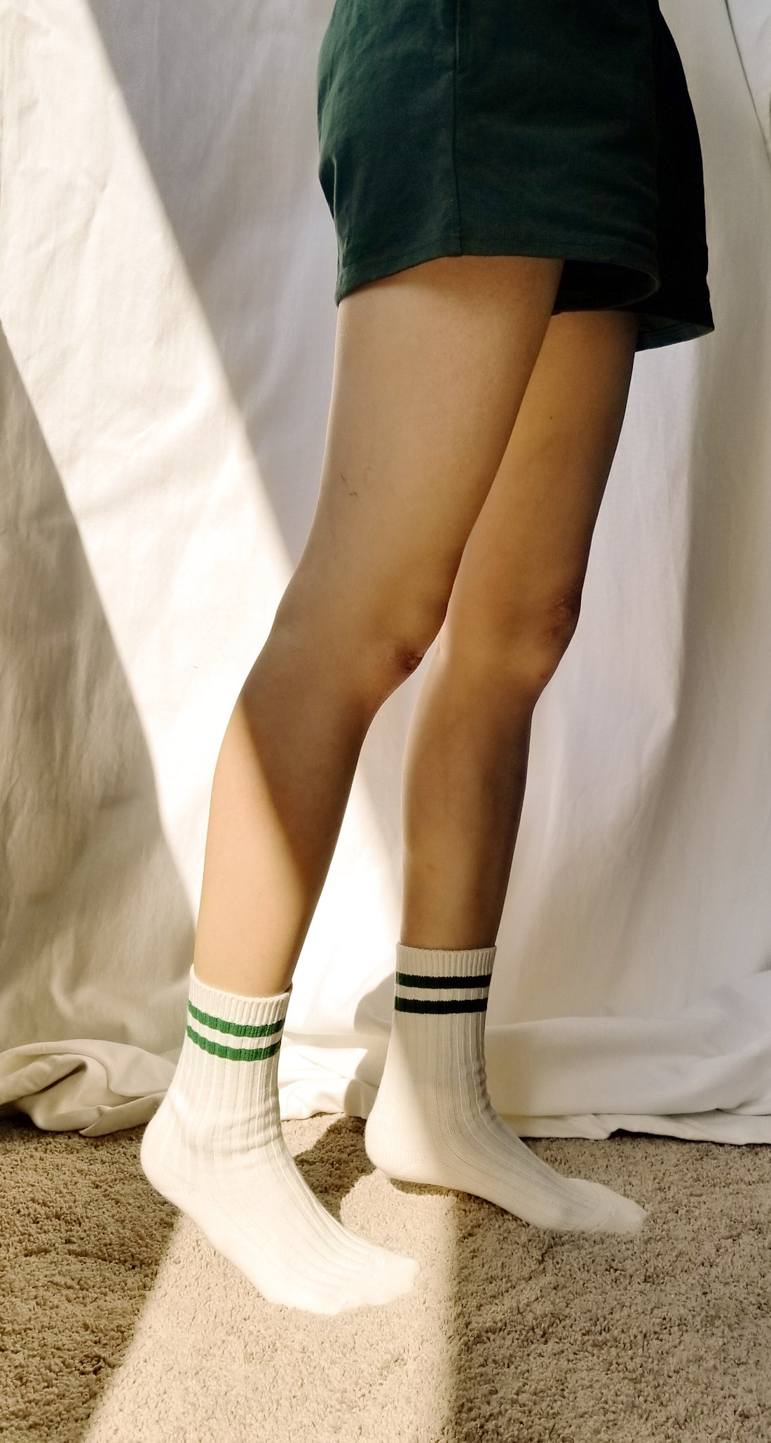 WFH Ribbed-knit Socks • Black & Forest Green