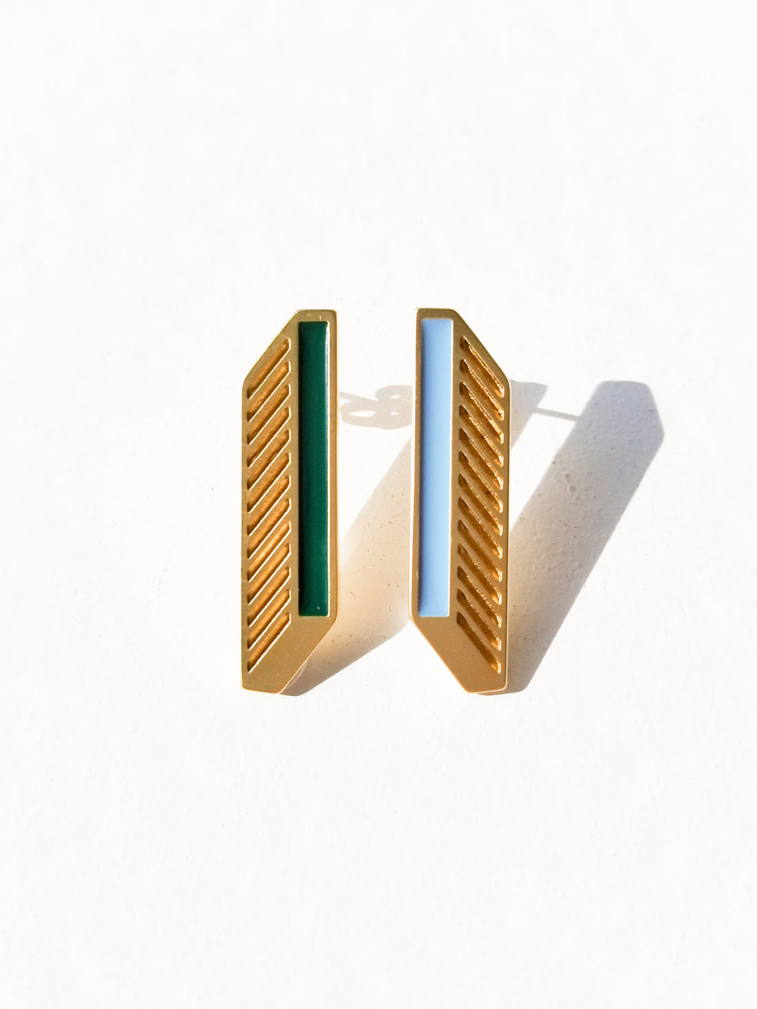 Shadow Studs • Green & Light Blue