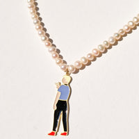 Round 2 / Pearl Necklace • Black & Light Blue