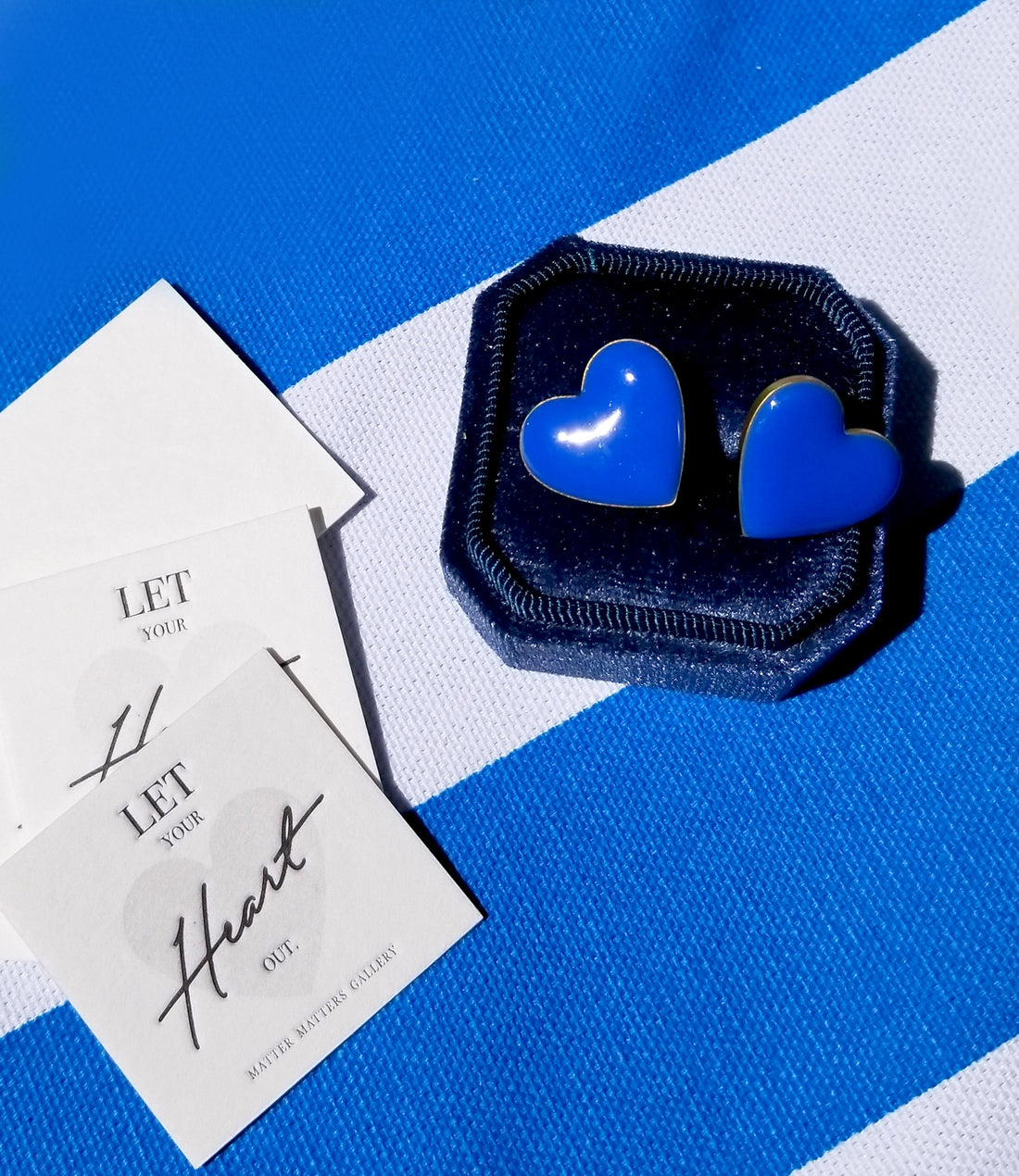Puffy Heart Studs • Cobalt Blue