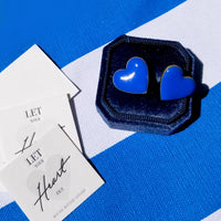 Puffy Heart Studs • Cobalt Blue