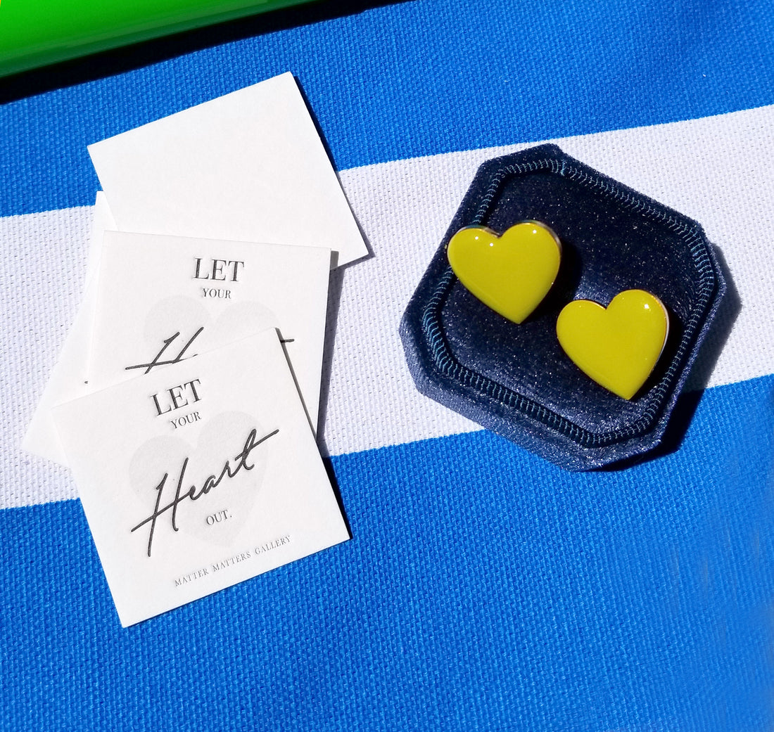 Puffy Heart Studs • Olive