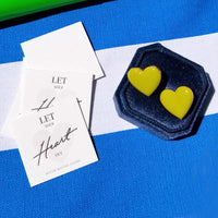 Puffy Heart Studs • Olive