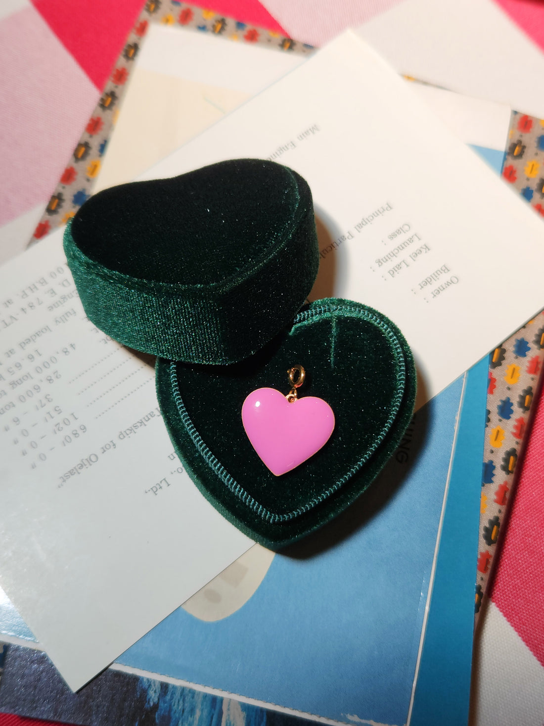 Set Your Heart Pendant • Pink & Forest Green