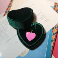 Set Your Heart Pendant • Pink & Forest Green