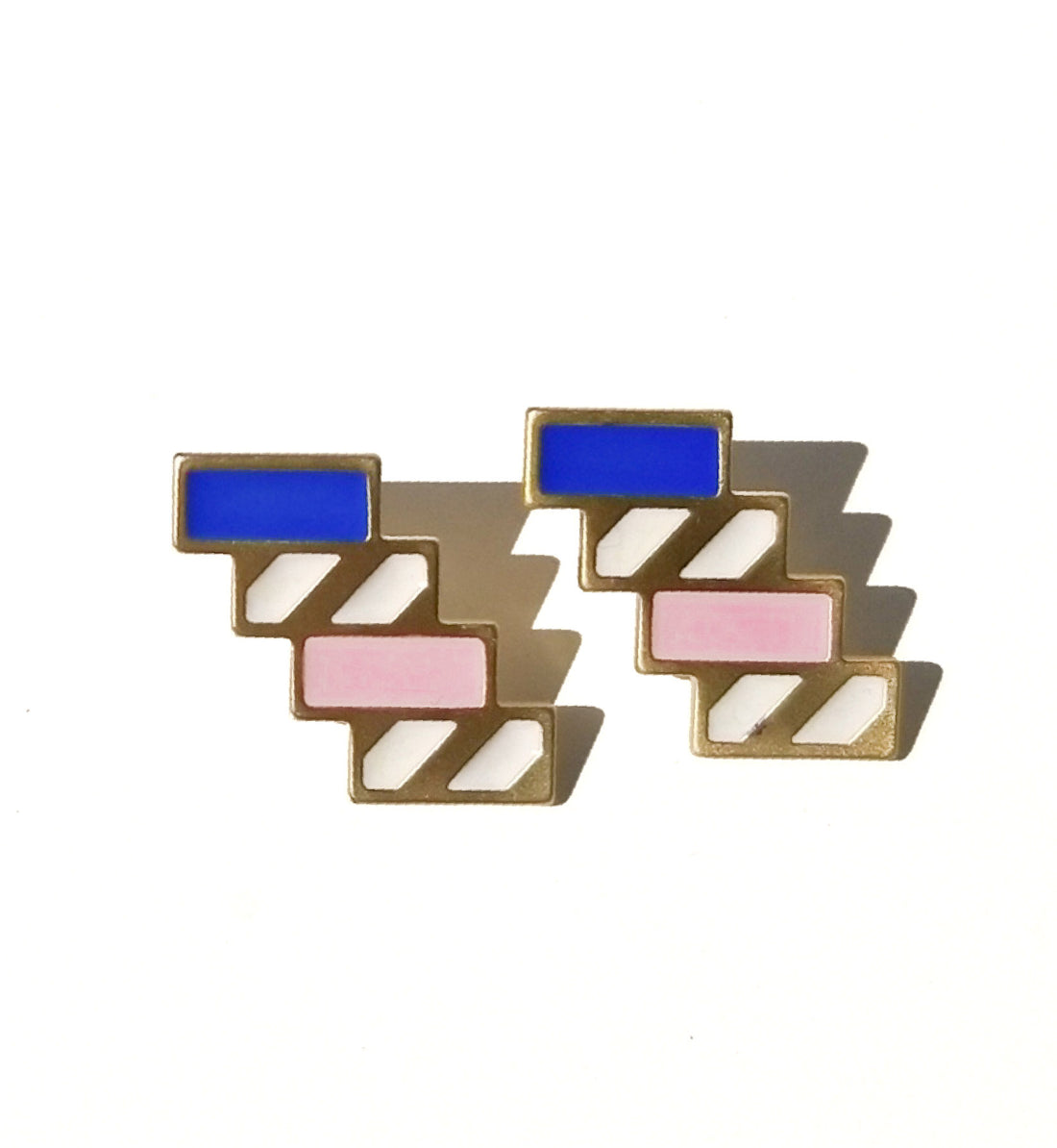 Stairs Earrings • Navy & Pink