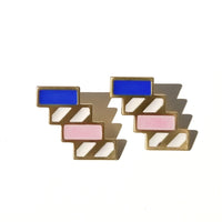 Stairs Earrings • Navy & Pink