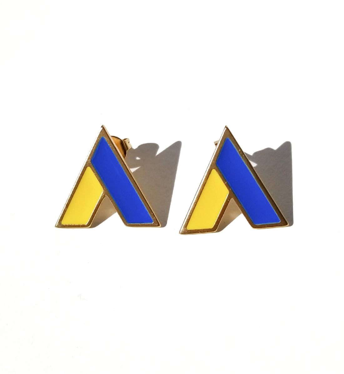 The A Earrings • Yellow & Blue