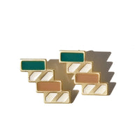 Stairs Earrings • Green & Brown