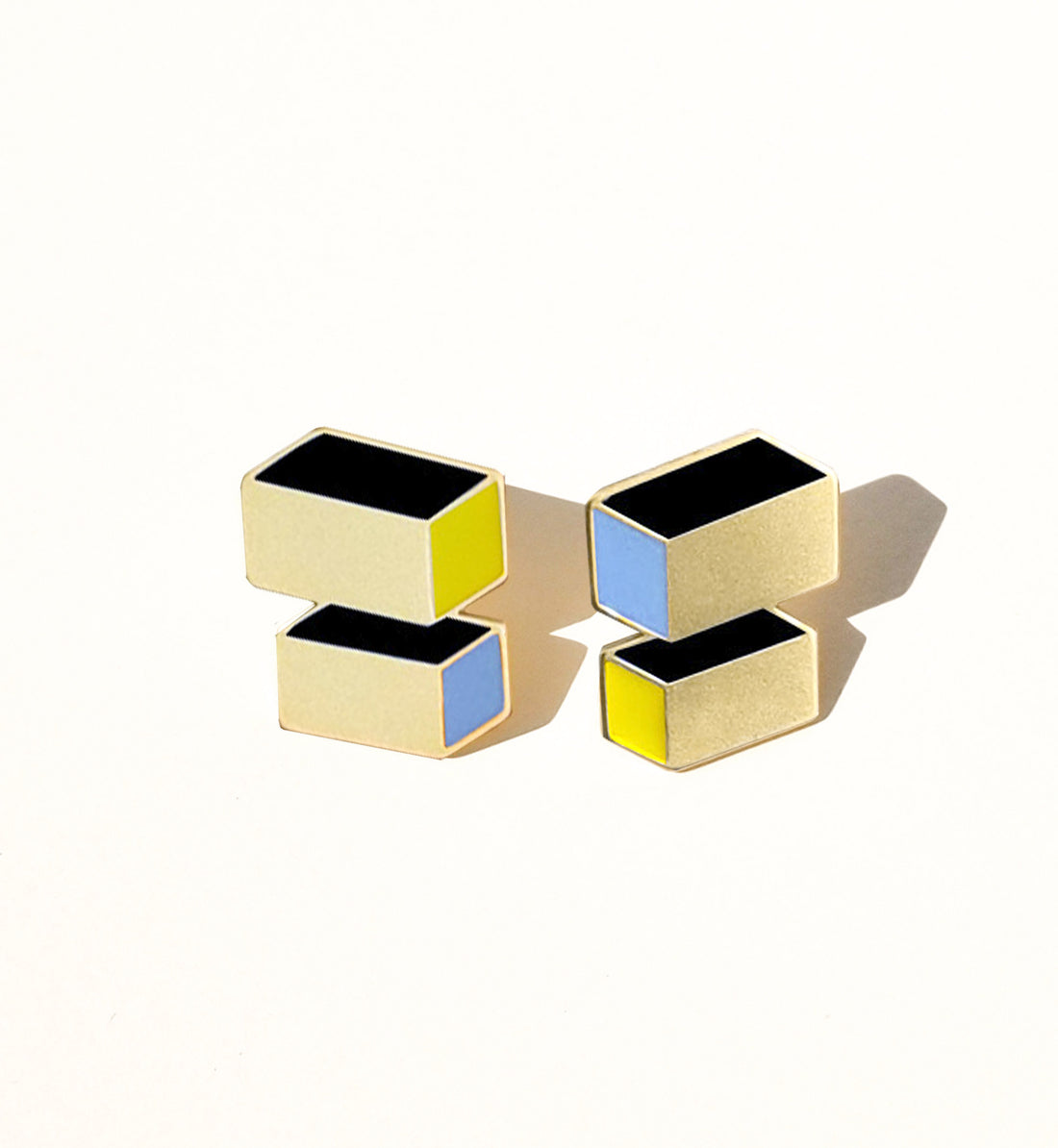 Cuboid Studs • Black & Yellow