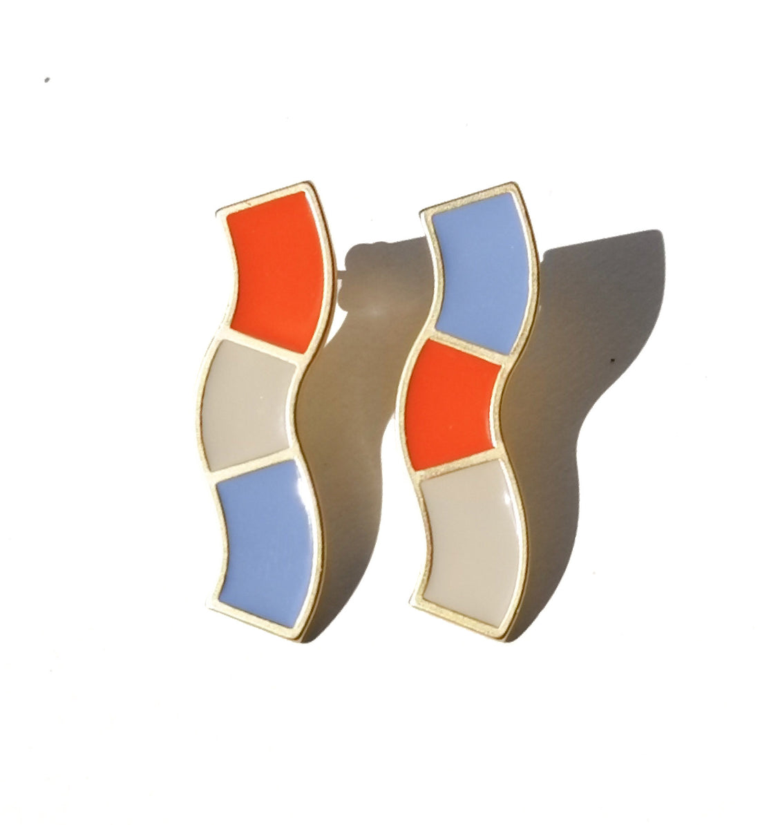 Wave Studs • Orange & Light Blue