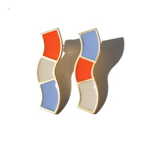 Wave Studs • Orange & Light Blue