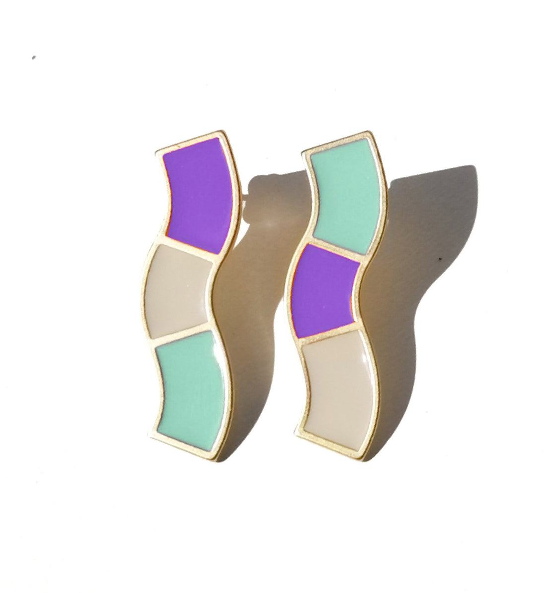 Wave Studs • Purple & Mint