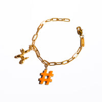 Hashtag Pendant • Forget-Me-Not & Orange