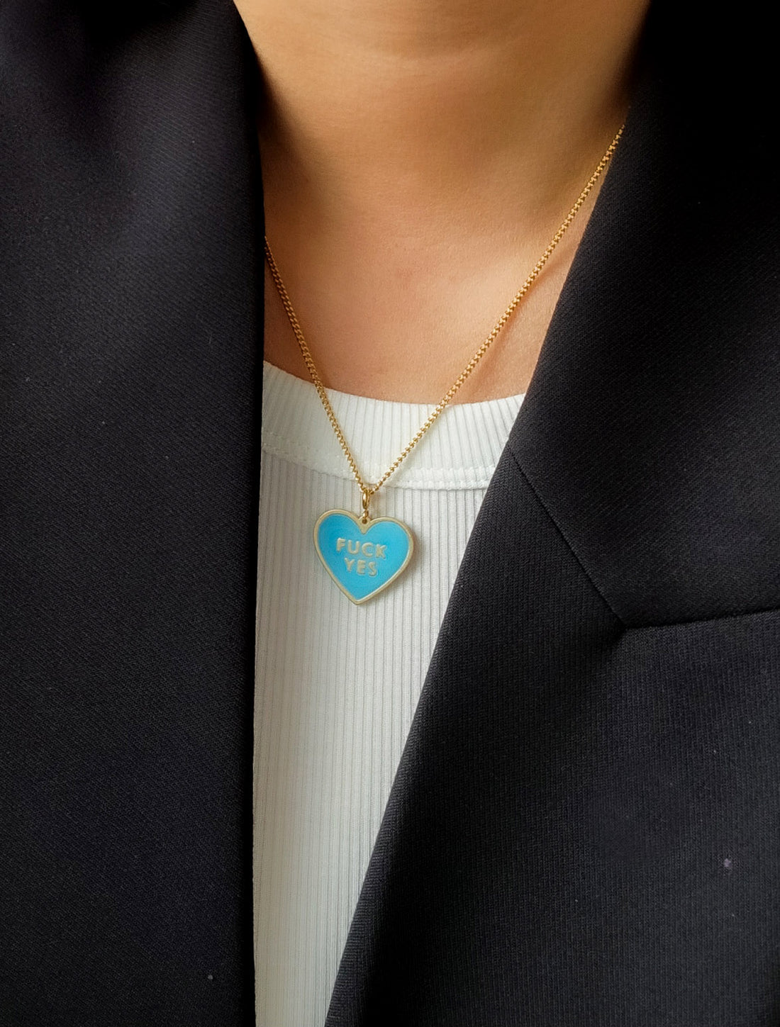 Fuck Yes Pendant • Cyan / Reversible