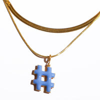 Hashtag Pendant • Forget-Me-Not & Orange