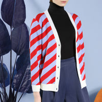Earn Your / Wool Cashmere-Blend Cardigan • Red / Beige