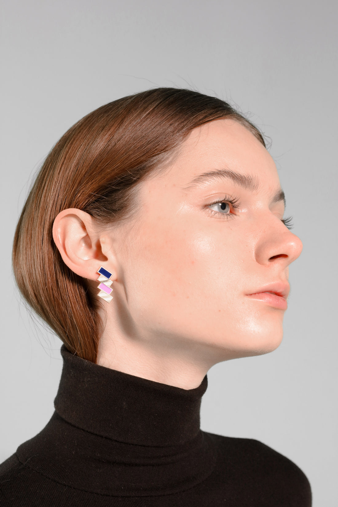 Stairs Earrings • Navy & Pink