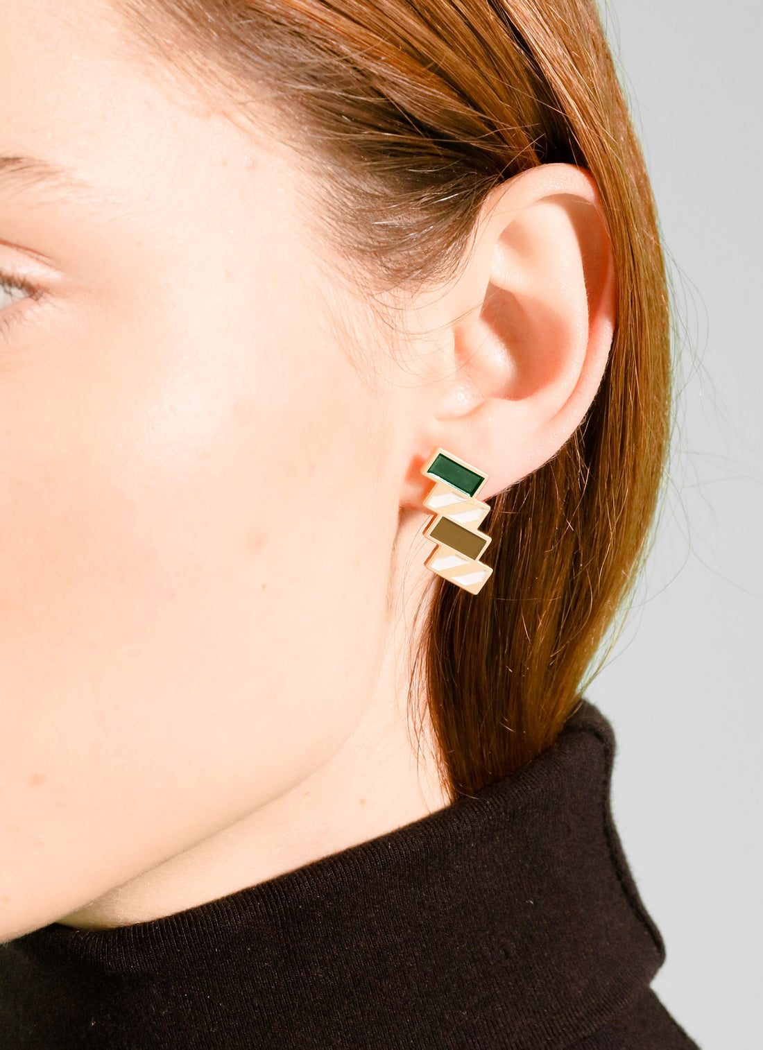 Stairs Earrings • Green & Brown