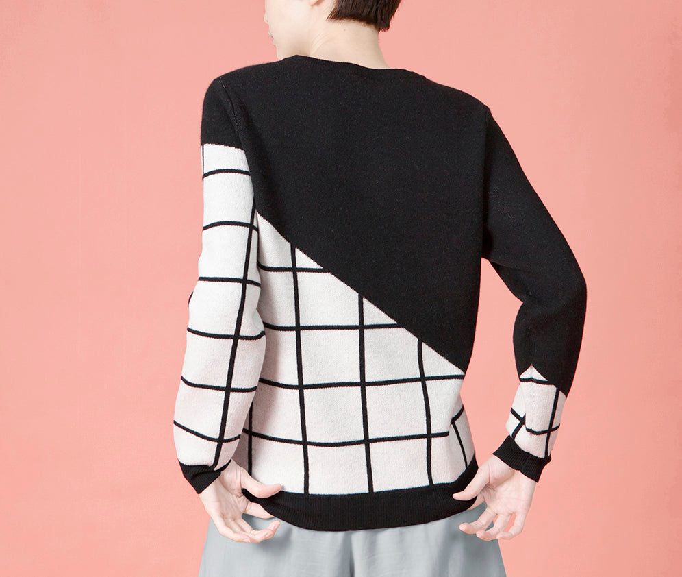 Fill in the Grids / Wool Cashmere-Blend Sweater • Black