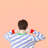 Earn Your / Wool Cashmere-Blend Cardigan • Light Blue / Red