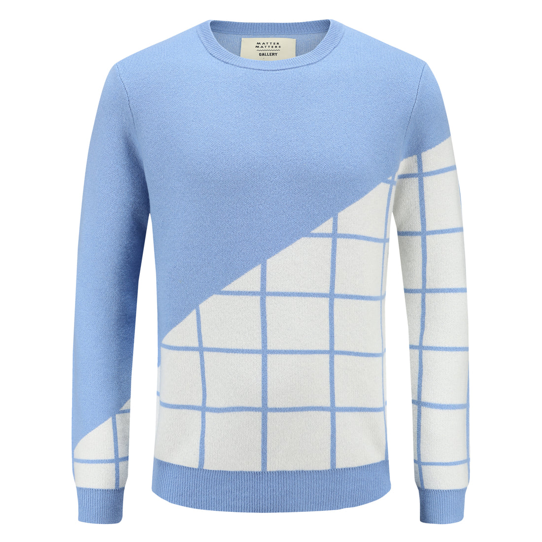 Fill in the Grids / Wool Cashmere-Blend Sweater • Light Blue