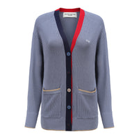'Nope' / V-Neck Knit Cardigan • Slate Blue