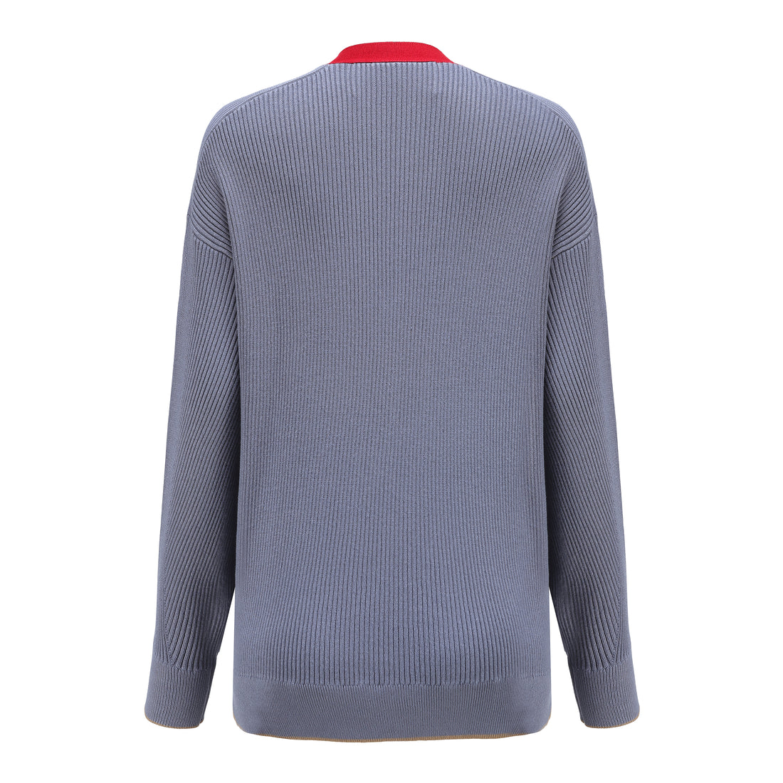 'Nope' / V-Neck Knit Cardigan • Slate Blue