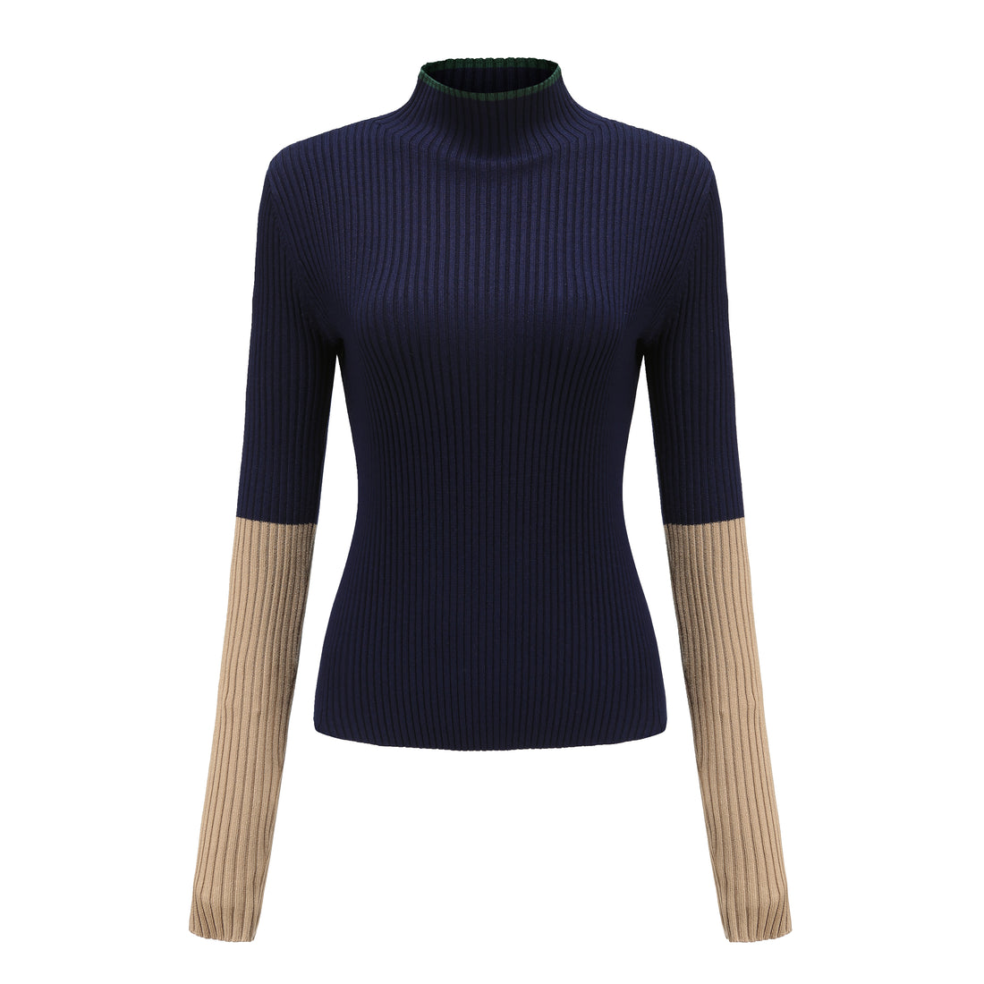 'Nope' / Turtleneck Knit Top • Navy