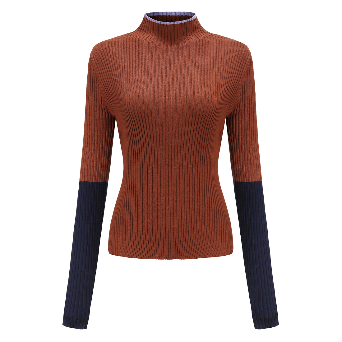 'Nope' / Turtleneck Knit Top • Brown