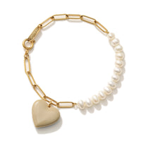Follow Your Heart / Pearl Bracelet • Tan & Sky Blue