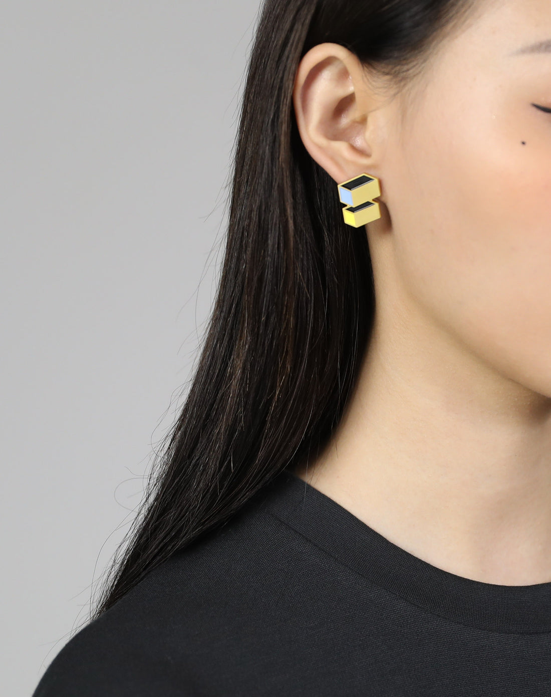 Cuboid Studs • Black & Yellow