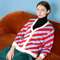 Earn Your / Wool Cashmere-Blend Cardigan • Red / Beige