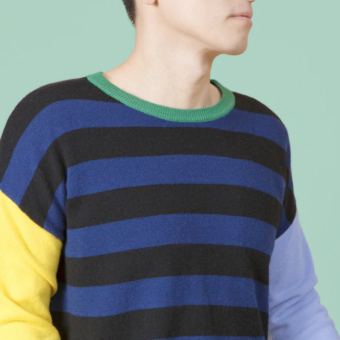 Opposite Ends / Wool Cashmere-Blend Sweater • Yellow/ Light Blue