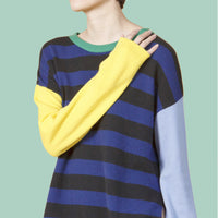Opposite Ends / Wool Cashmere-Blend Sweater • Yellow/ Light Blue