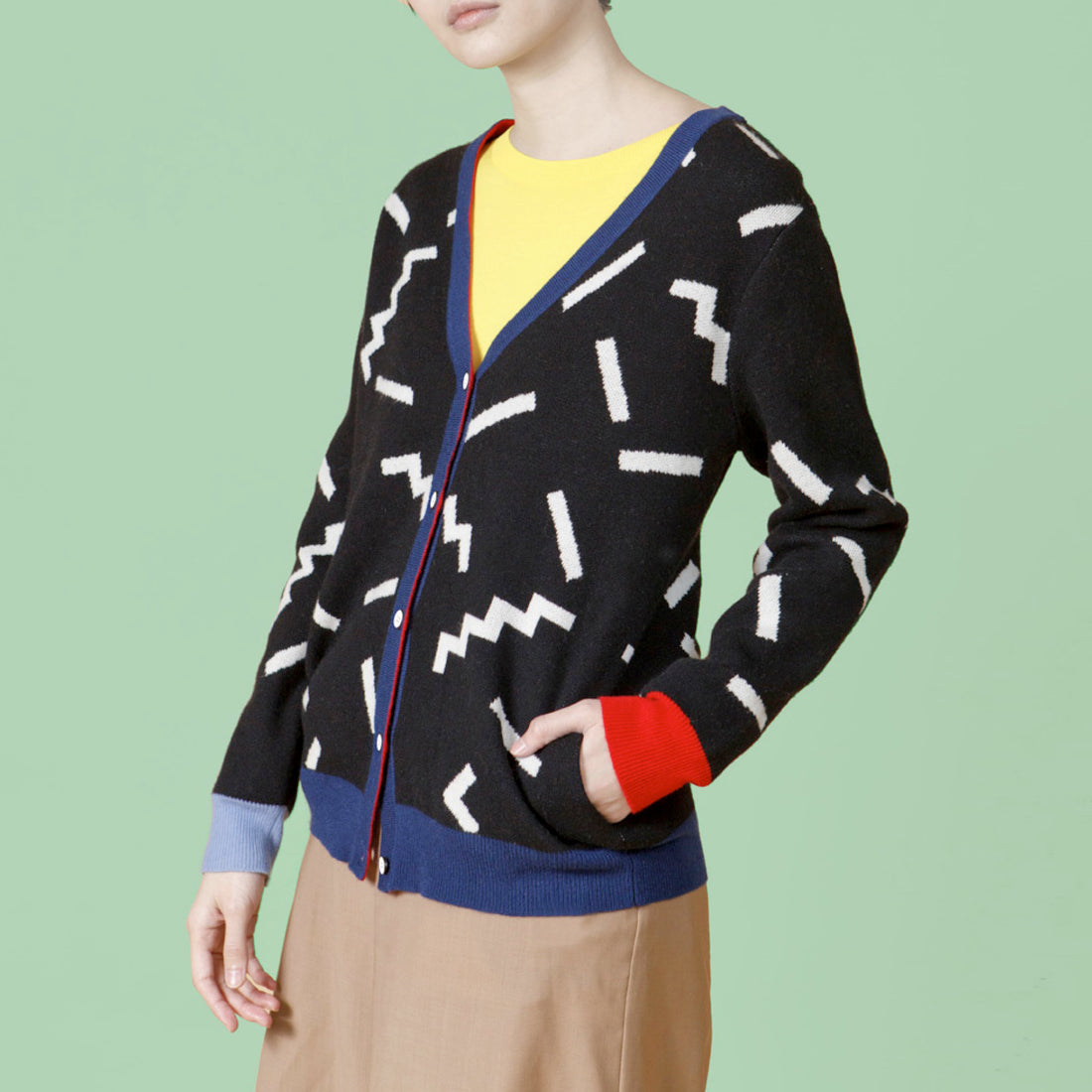 Ditsy / Merino Wool Cardigan • Black