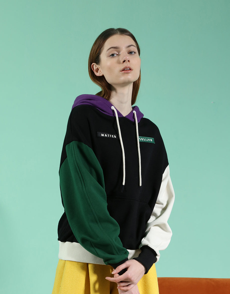 Astute / Colour-block Hoodies • Black