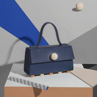 Mini Trapezoid Satchel Bag with Strap • Navy
