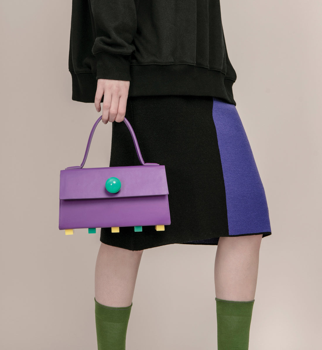 Mini Trapezoid Satchel Bag with Strap • Purple